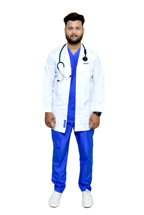 HEYVEZ Men's Professional Doctor's Coat - Elegant Lab Coat for Medical, Dental, and Pharmaceutical Professionals (40-L)